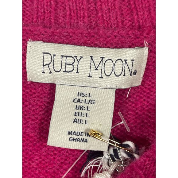 Ruby Moon Womens Cropped Pink Merry Pink Sweater Size Large Wool Blend - Picture 3 of 6